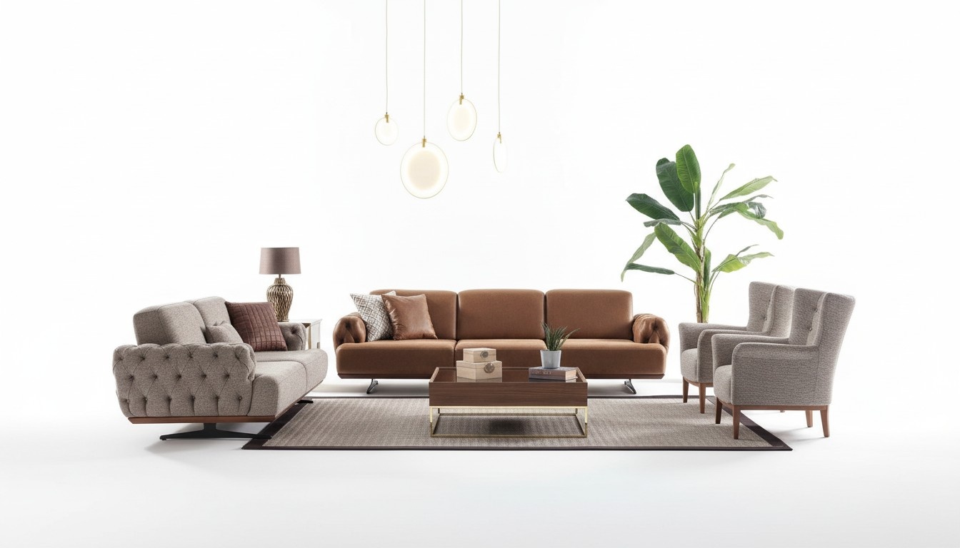 Sofagarnitur 4tlg. Set Couch Sofa Möbel Garnitur Design Chesterfield