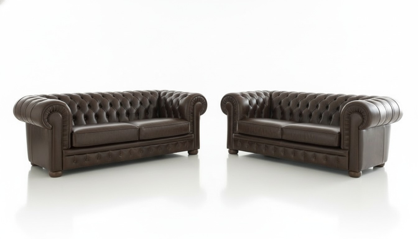 Sofagarnitur Chesterfield 3+2 Sitzer Sofa Couch Polster Leder Schaffhausen Neu