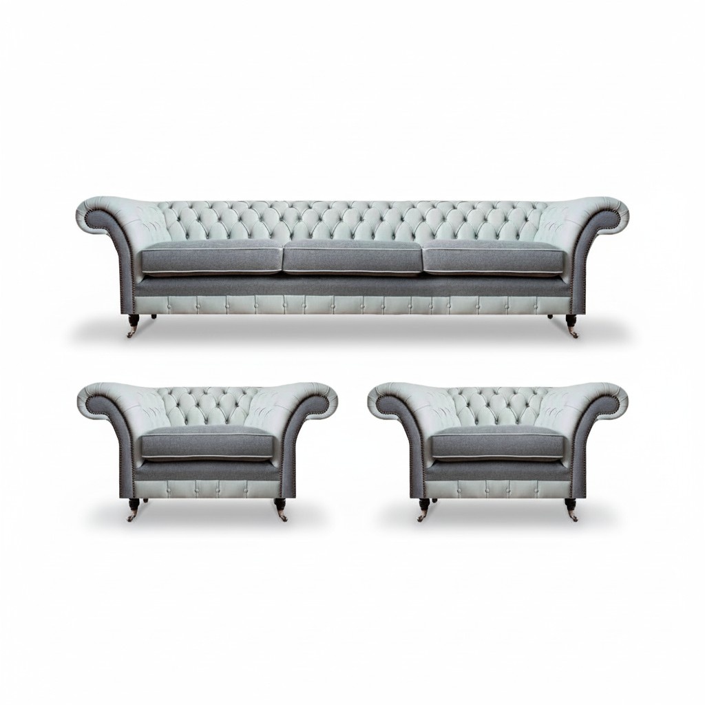 Sofagarnitur Chesterfield Textil Sofas 3+1+1 Polster Set Garnitur Wohnzimmer
