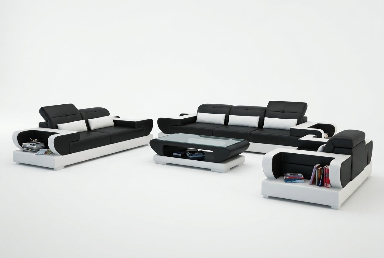 Sofagarnitur Couch Polster Leder Sitz Garnitur 3+2+1 Set Modernes Sofa Detmold