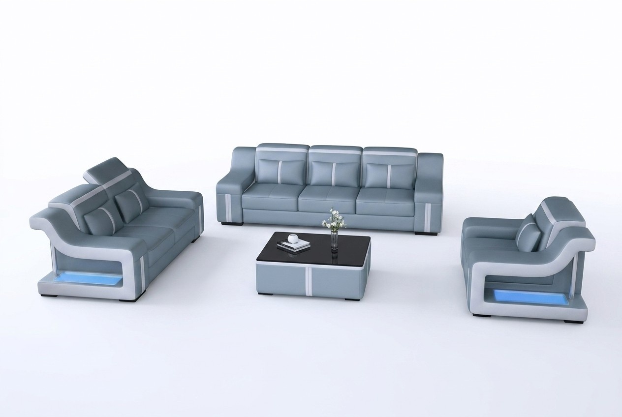 Sofagarnitur Couch Polster Sofa Set 311 Leder Couchen Sofas Komplett Gruppe Neu