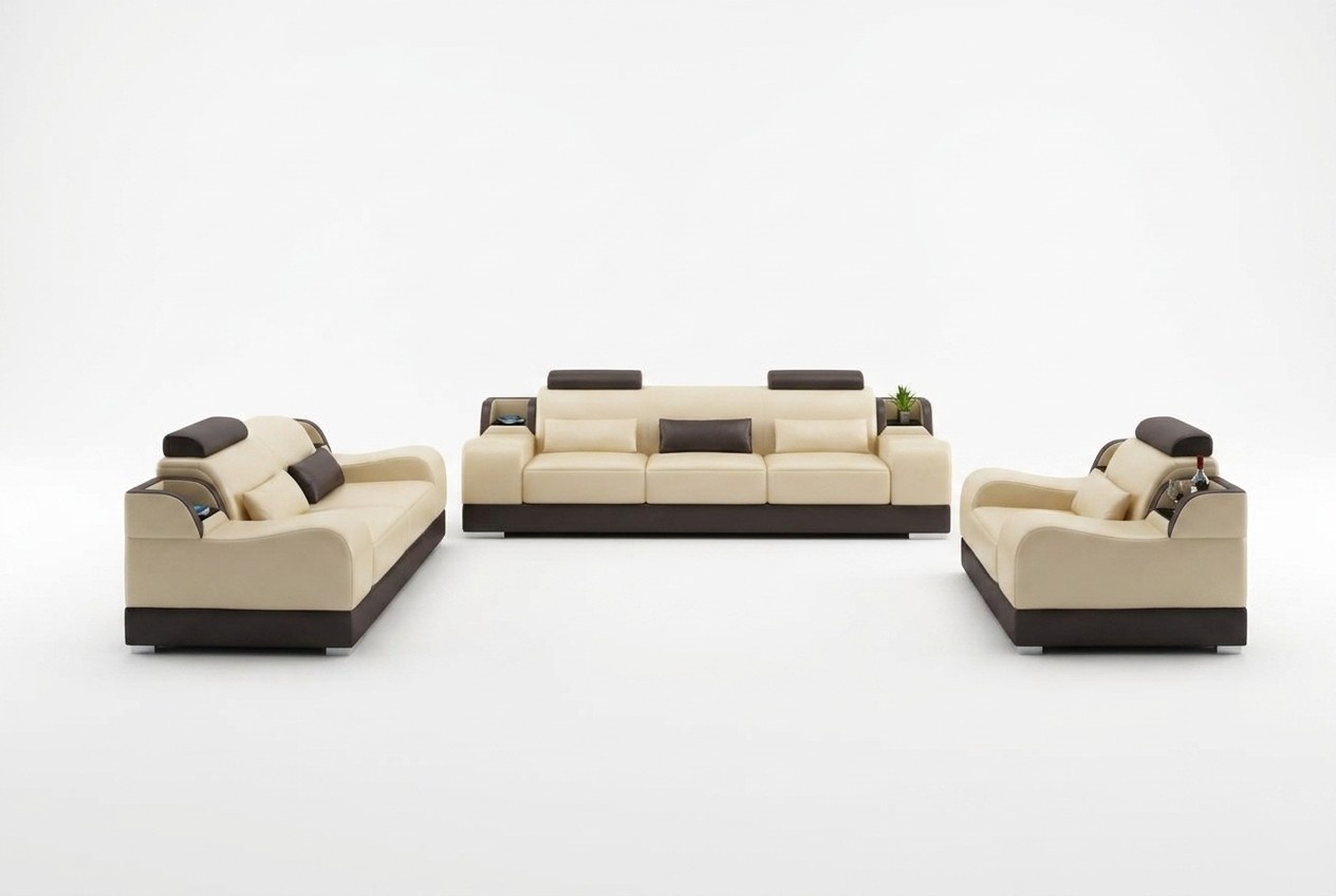Sofagarnitur Couch Polster Sofa 3+3 Komplett Set Garnituren Design Leder 2tlg.