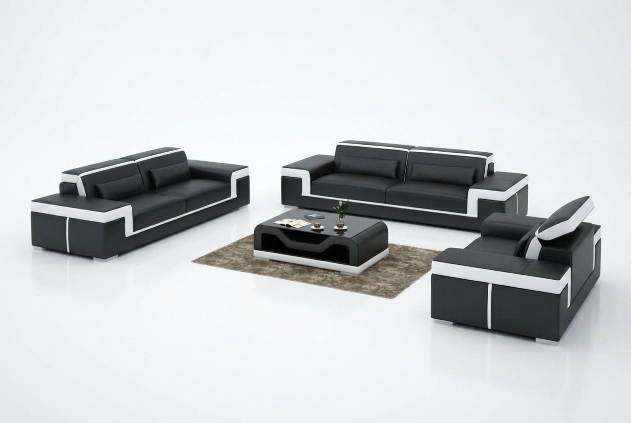 Sofagarnitur Couch Polster Sofa 3+1+1 Komplett Set Garnituren Design Leder 3tlg.