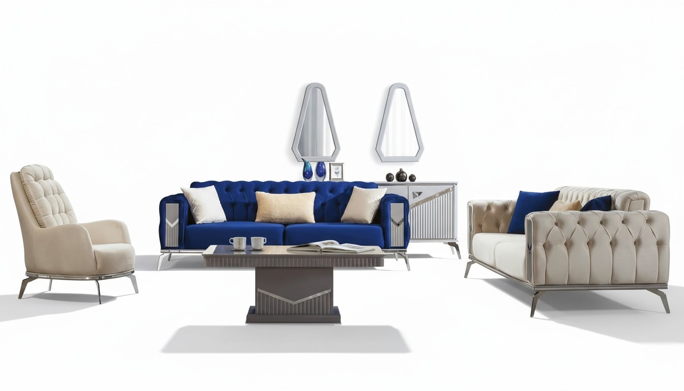 Sofagarnitur Couch Set Polster Möbel 3+3+1 Wohnzimmer 3tlg. Garnituren