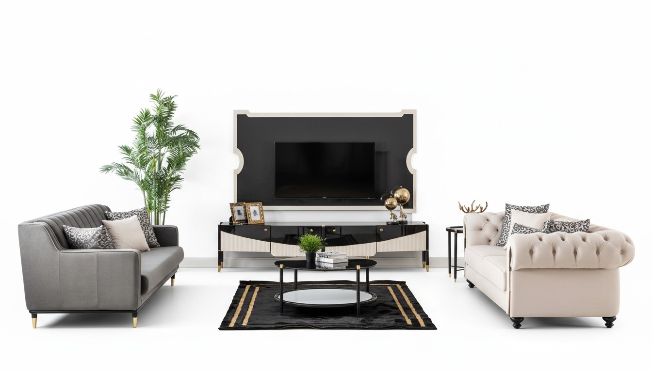 Sofagarnitur Couch Set Sofa Polster Möbel Couchtisch 3tlg Chesterfield