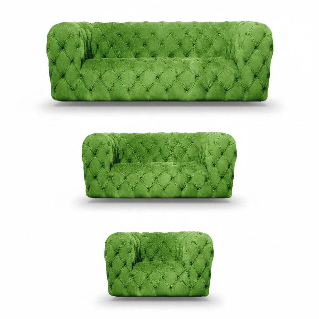 Sofagarnitur Grün Luxus Chesterfield 3tlg Wohnzimmer Modern Sitzmöbel Sofas