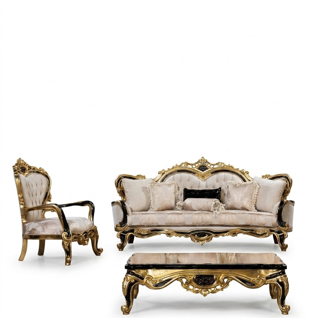 Sofagarnitur Klassische Luxus Sofas Sessel Wohnzimmer set 3+1 Sitz Chesterfield