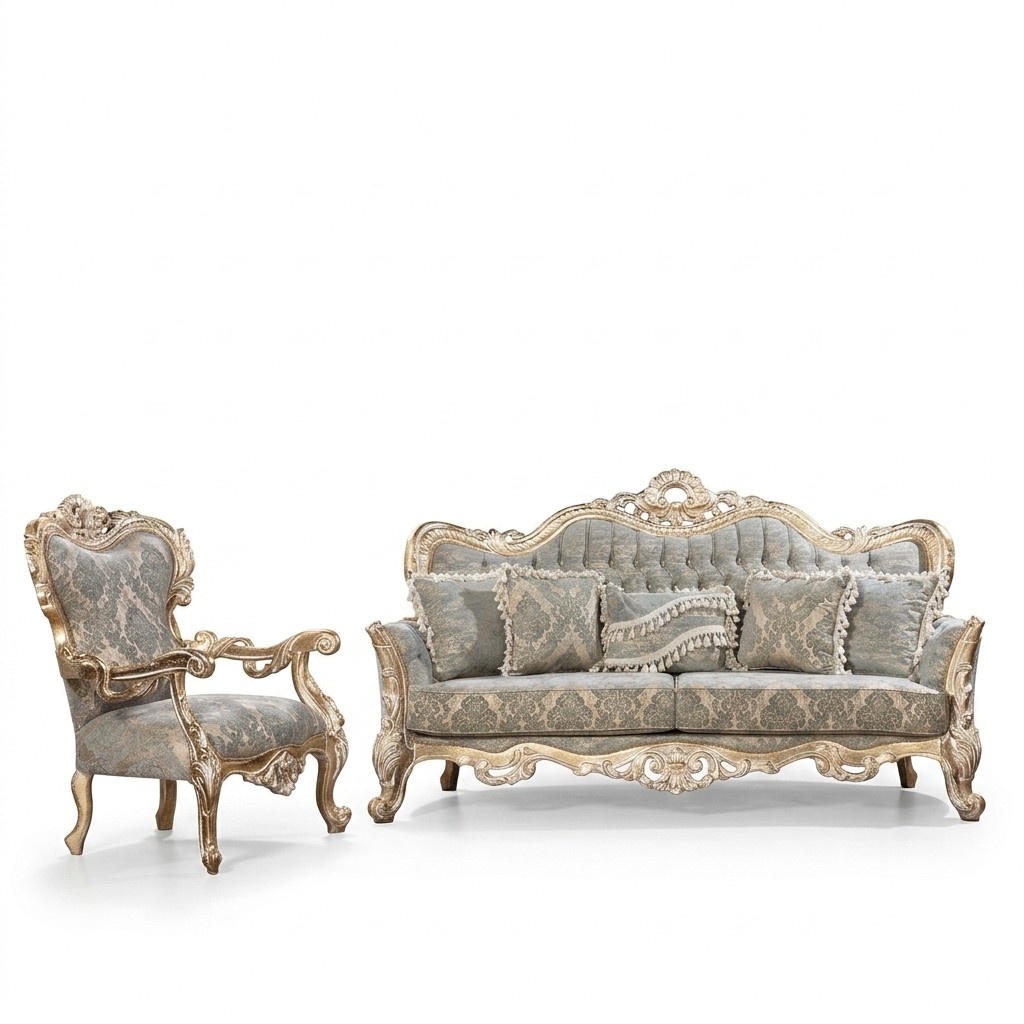 Sofagarnitur Klassische Luxus Sofas Sessel Wohnzimmer set 3+1 Sitz Chesterfield