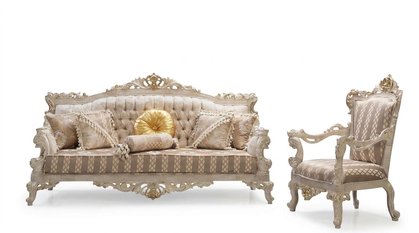 Sofagarnitur Klassische Luxus Sofas Sessel Wohnzimmer set 3+1 Sitz Chesterfield