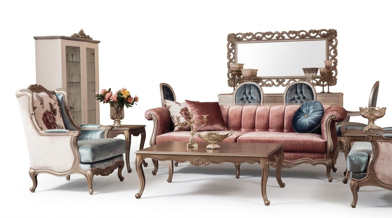 Sofagarnitur Klassische Sofa Couch Set Couchtisch 2x Sessel Luxus Set 4tlg.