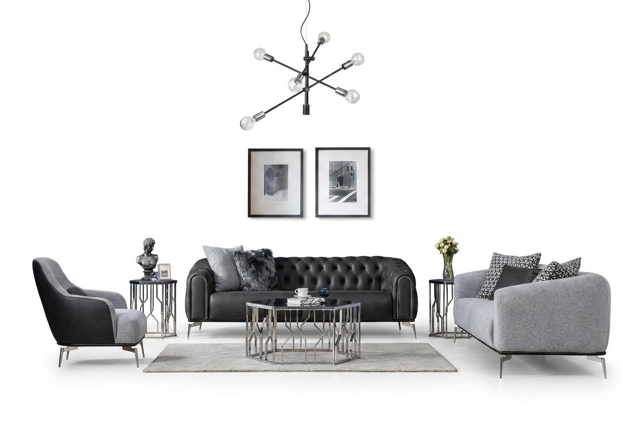 Sofagarnitur Komplette Couchgarnitur Sofa 431 Sitz Stoff 3tlg Schwarz