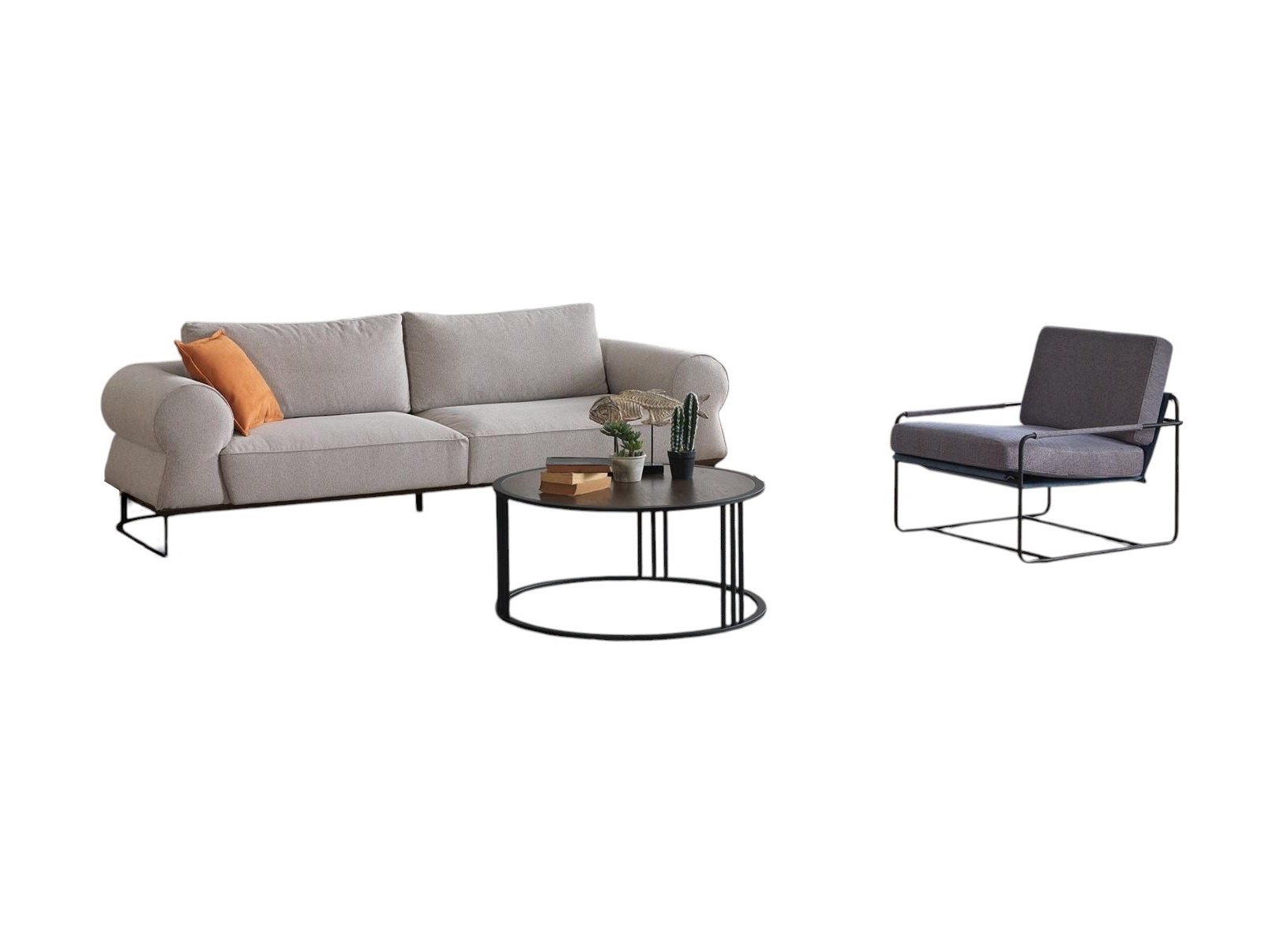 Sofagarnitur Komplette Polstersofa Couchgarnitur Grau Stoff Stoffsofa1
