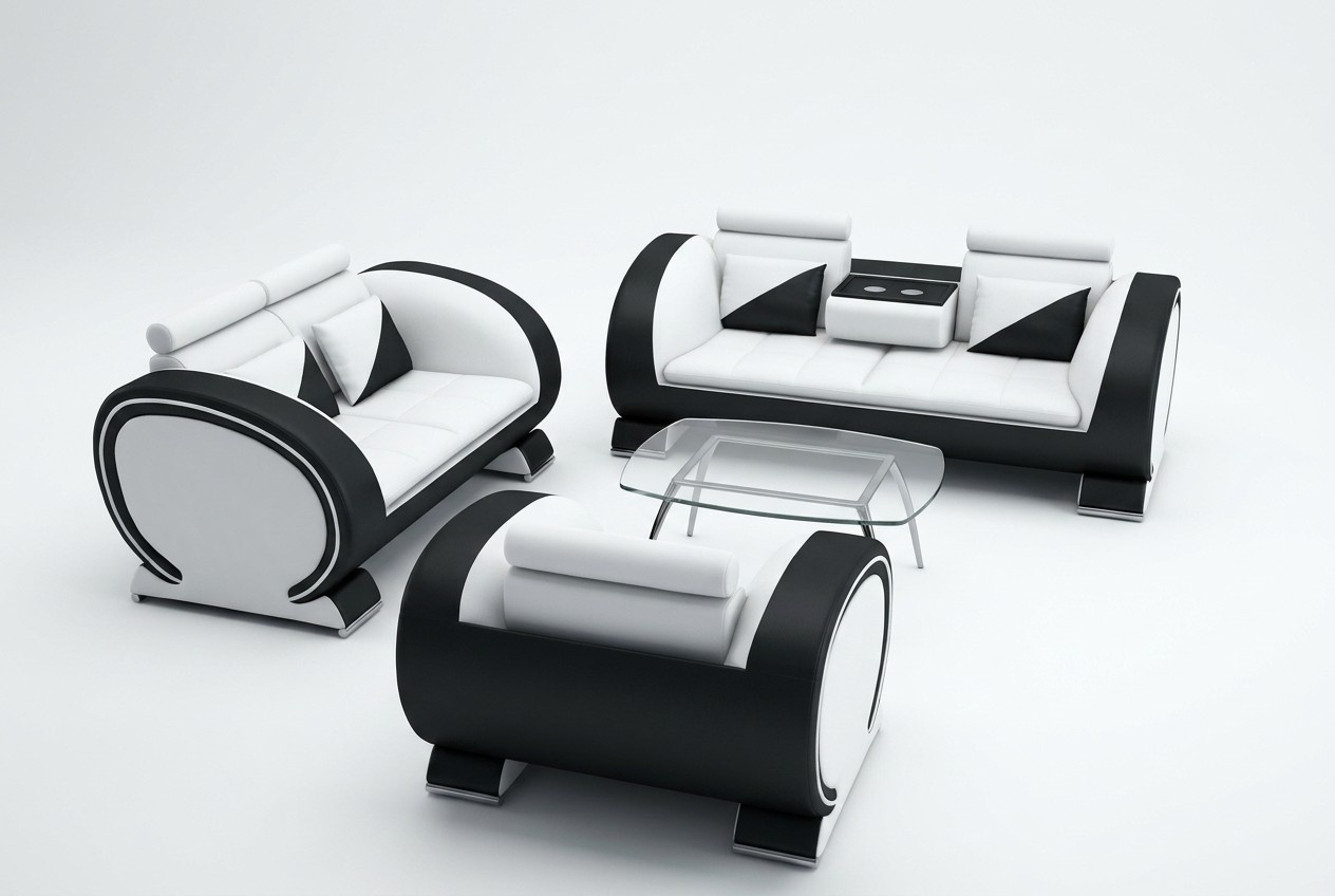 Sofagarnitur Couch Polster Leder Garnitur Couchen Sofas 3+2+1 Ledersofa Sofa !!