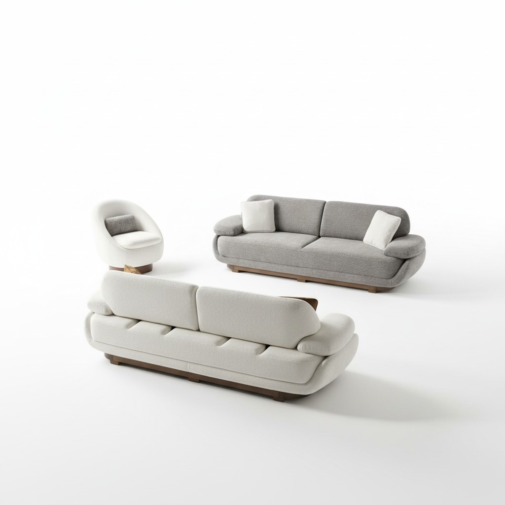 Sofagarnitur Polstermöbel Designer Sofa Set Sitzmöbel Wohnzimmer 3+3+1