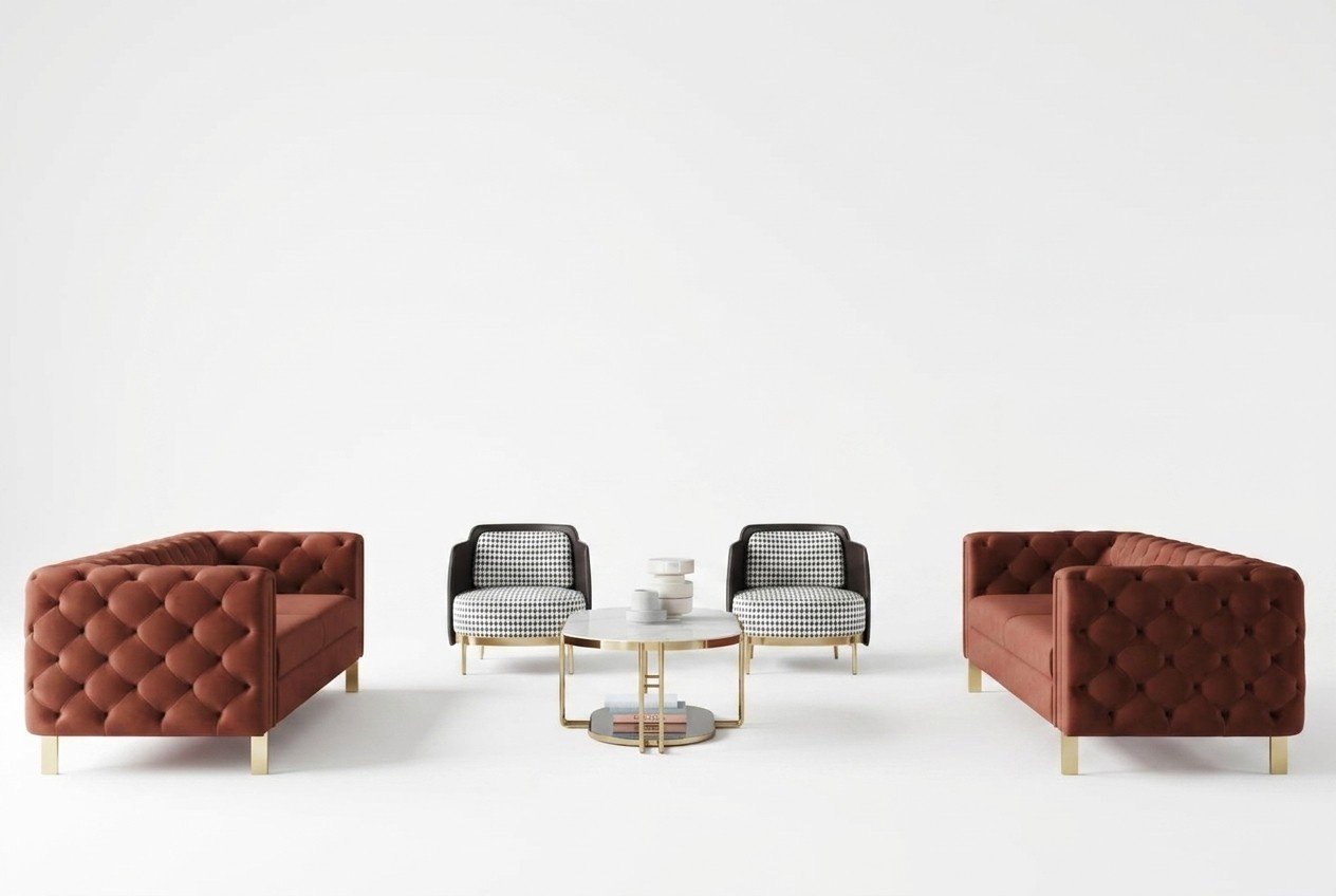 Sofagarnitur Set Sitz Polster 4tlg. Wohnzimmer Set Couchen Luxus Chesterfield