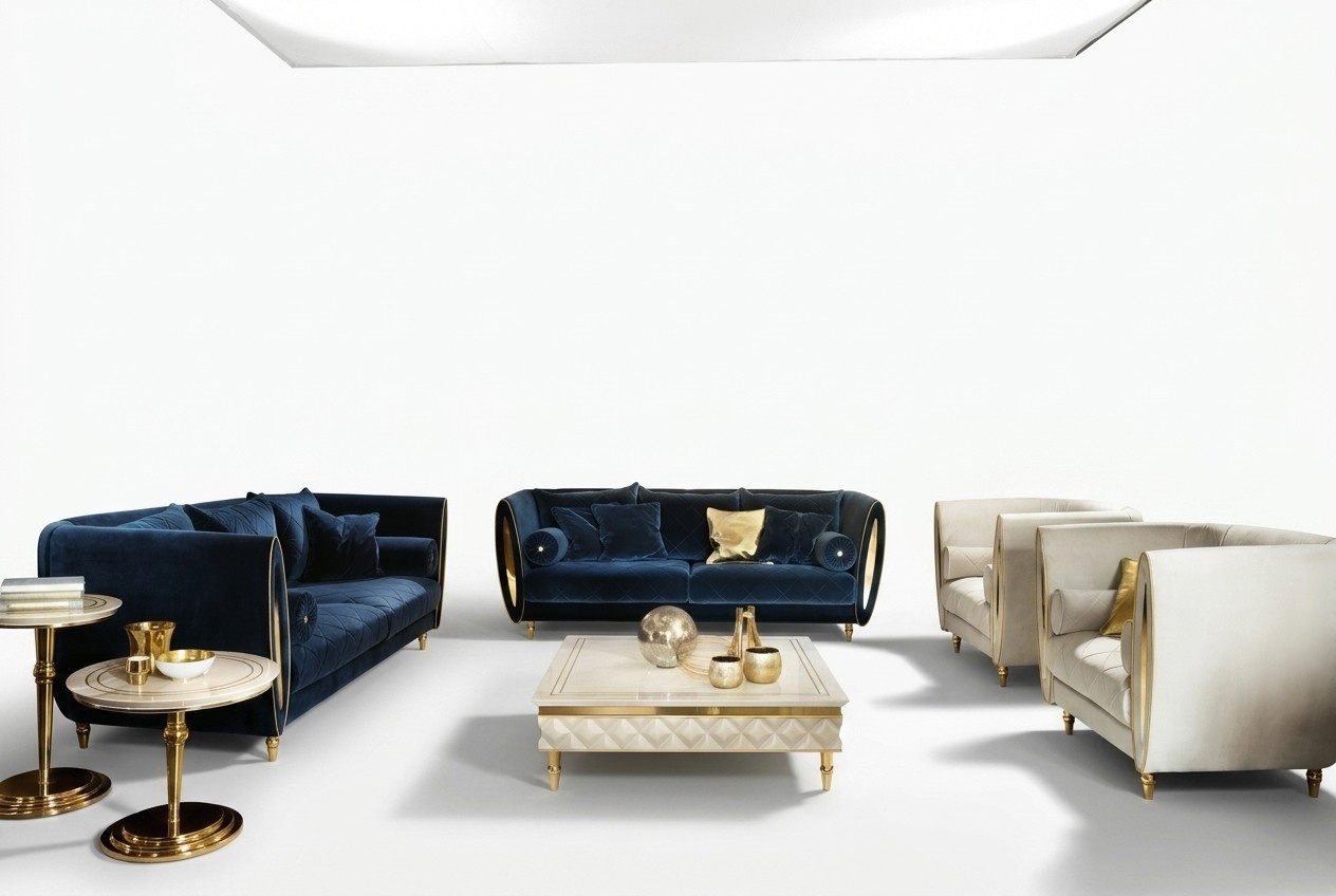 Sofagarnitur Sofa Couch 3 + 2 Wohnzimmer Designer Möbel Classisch Barock