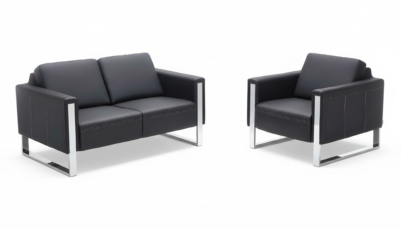 Sofagarnitur Sofa Sessel Couch Polster Luxus 1 Sitzer 2-Sitzer Büromöbel Leder