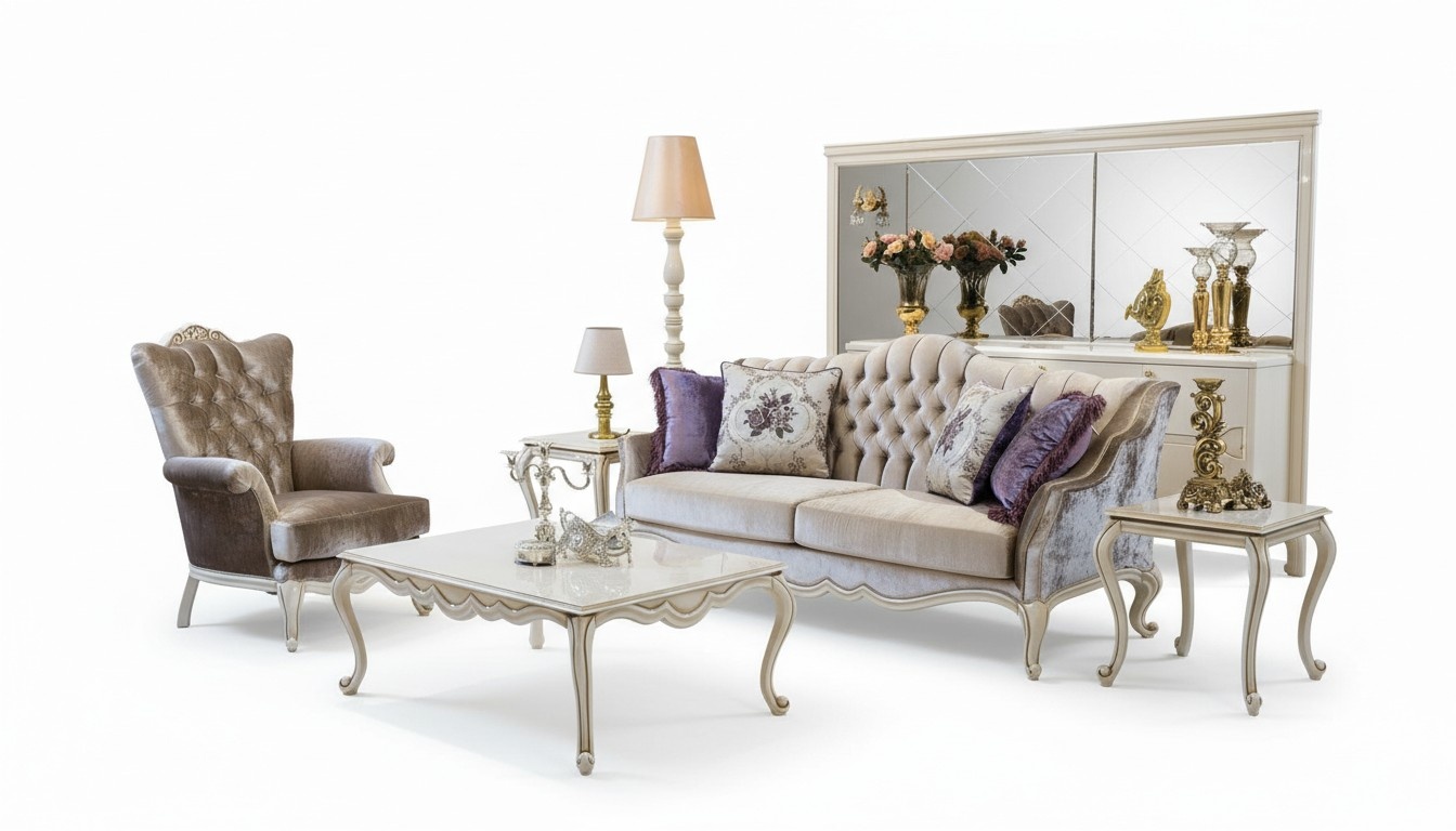 Sofagarnitur Sofa Vitrine Beistelltisch Couchtisch Sessel Sofas Set 5tlg.