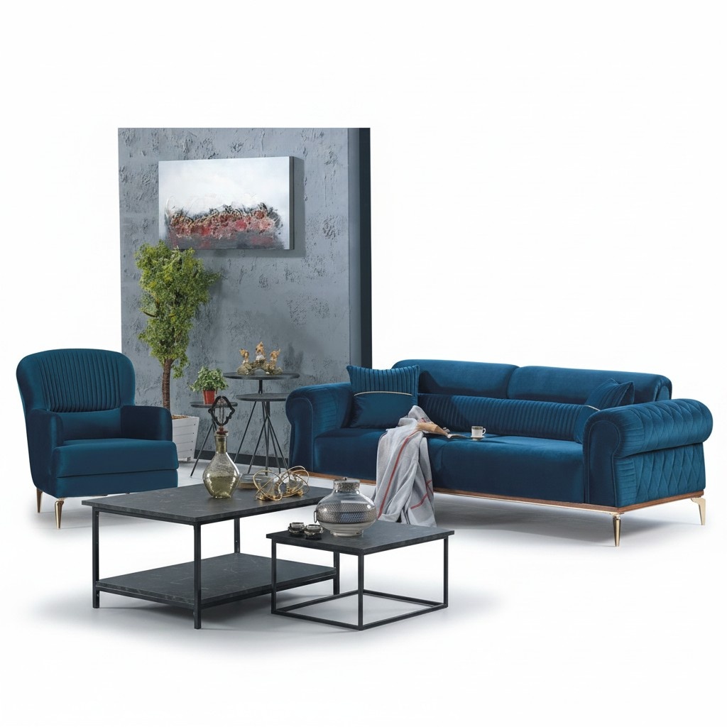 Sofagarnitur Wohnlandschaft Couch Sofa Sitzgarnitur Polstermöbel Sitzgruppe 2tlg