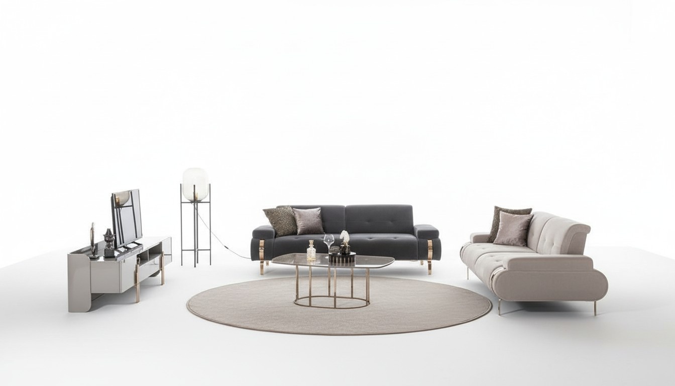 Sofas 3 Sitzer Couchtisch Sideboard Wandschrank Bücherregal Wohnwand 2x