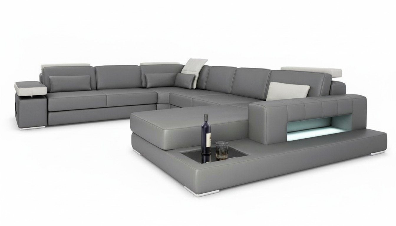 Sofas Grau Neu Sofa U-Form Stoffsofa Couch Wohnlandschaft Design Modern Leder