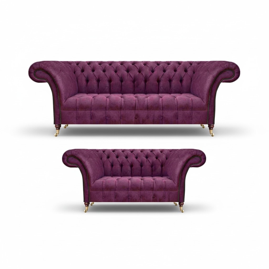 Sofas Komplett 2x Couchen Wohnzimmer Polstermöbel Sofagarnitur Chesterfield