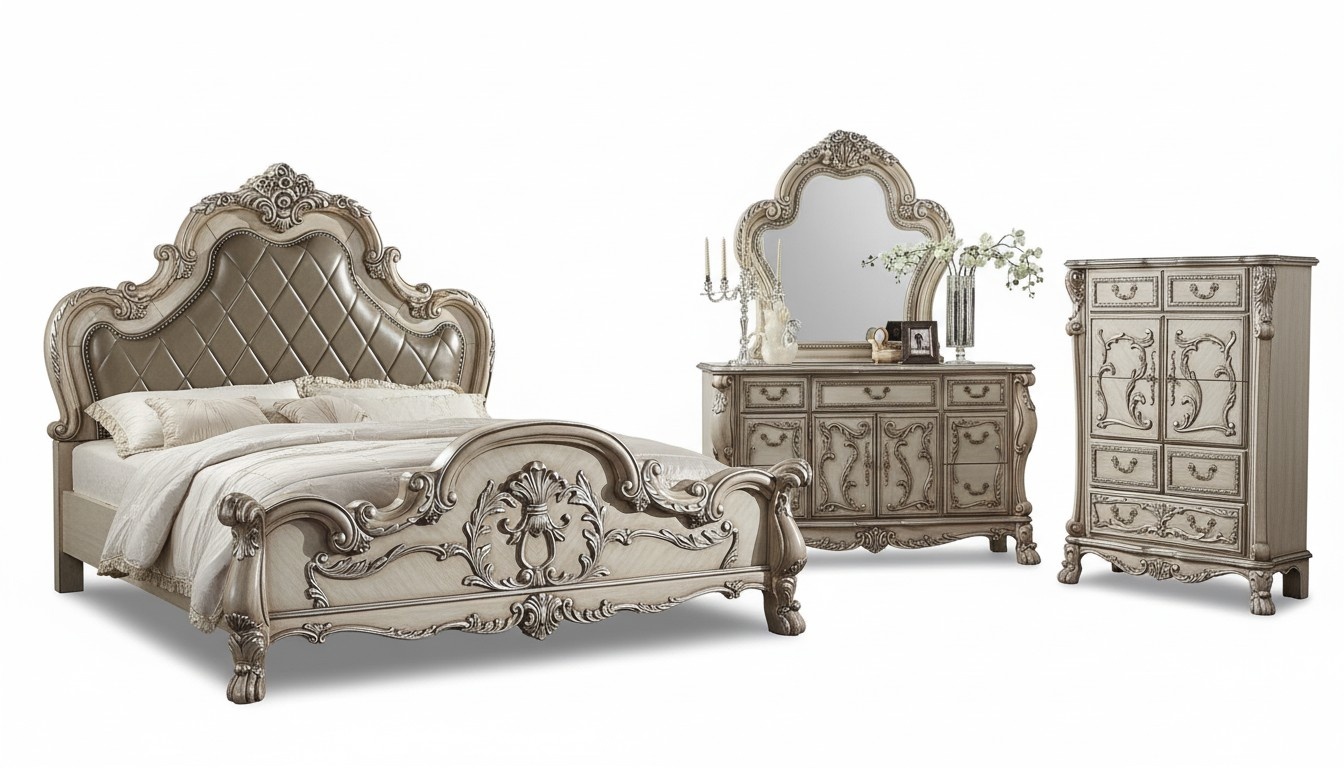 Spiegel Kommode Schlafzimmer Holz Set Möbel Klassische Kommoden 2tlg. Sideboard