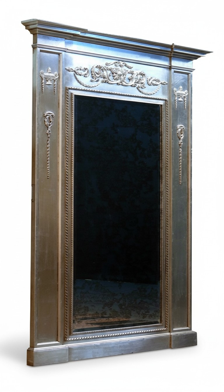 Spiegel Silber Barock xxl Big Wandspiegel Holz 132x14x220cm Rahmen