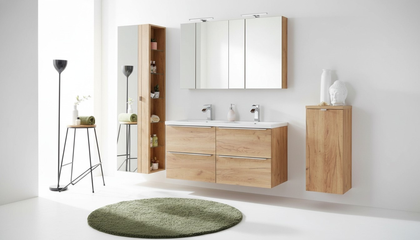 Spiegelschrank Wandschrank Badezimmerschrank mit Spiegel 60 cm Regal Bad Möbel