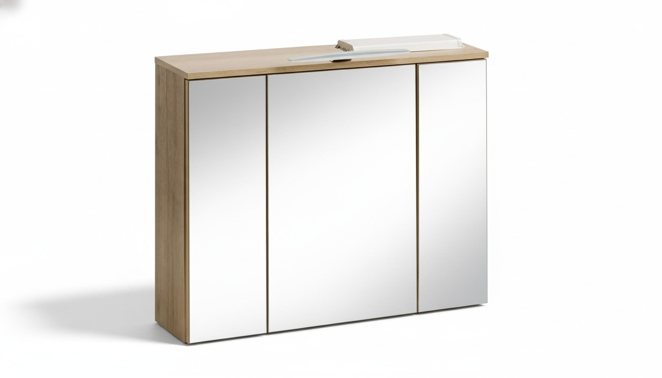 Spiegelschrank Wandschrank Badezimmerschrank mit Spiegel 80 cm LED Beleuchtung