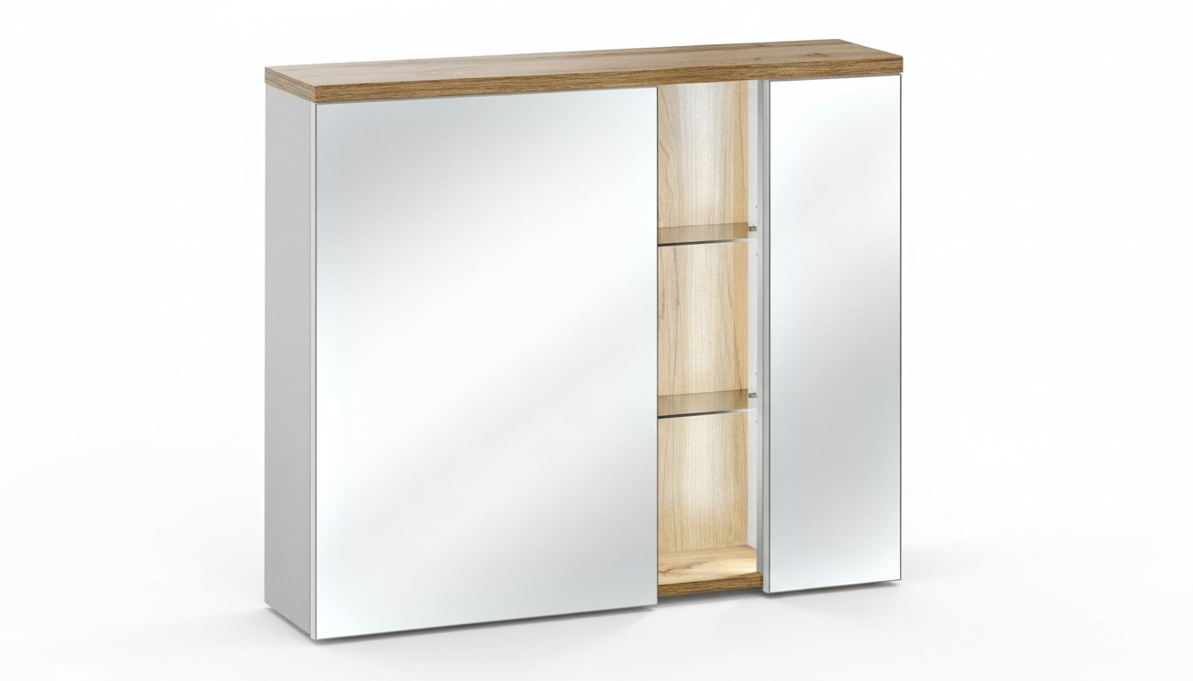 Spiegelschrank Wandschrank Badezimmerschrank mit Spiegel 80 cm LED Beleuchtung