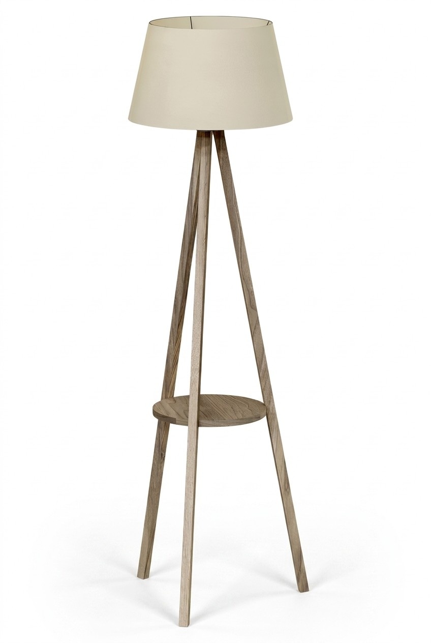 Stehlampe mit Regal Holz Beige Modern Elegant