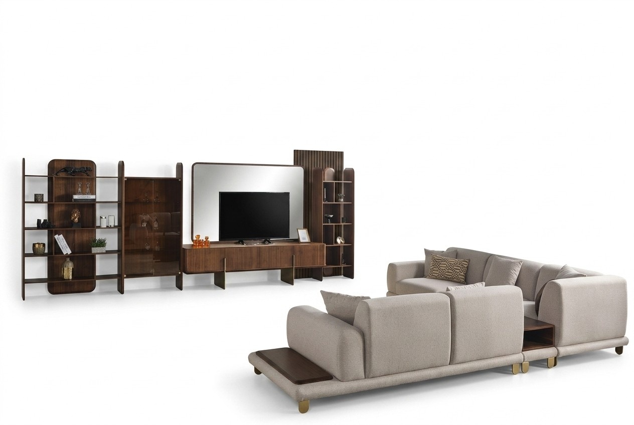 Stilvoll Wonzimmer Set Besteht aus Wohnwand Couchtisch und Beistelltisch