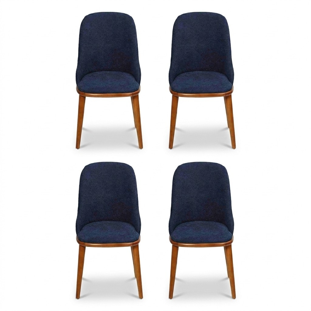Stilvolle Blaue Esszimmerstühle Designer Holzgestell Moderner Küchenstuhl