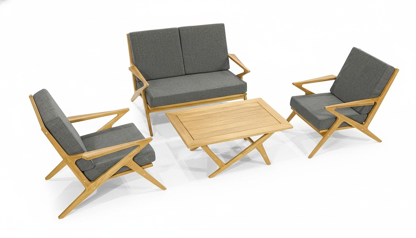Stilvolle Garten Möbel Designer 2-Sitzer 2x Polster Sessel Couchtisch