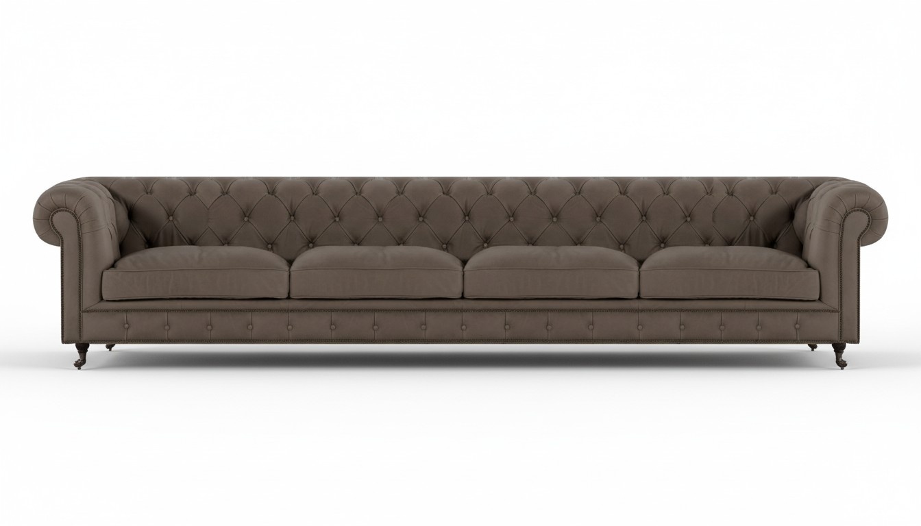 Stilvolle Graue Chesterfiled Couch Moderner Wohnzimmer Edler Viersitzer