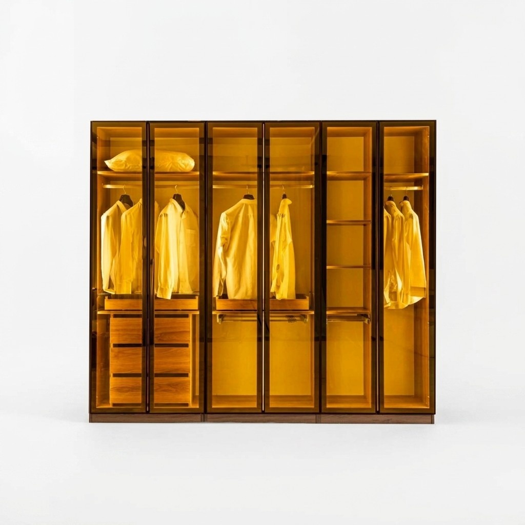 Stilvolle Kleiderschrank Glastüren Schlafzimmer Holzmöbel Schränke Schrank