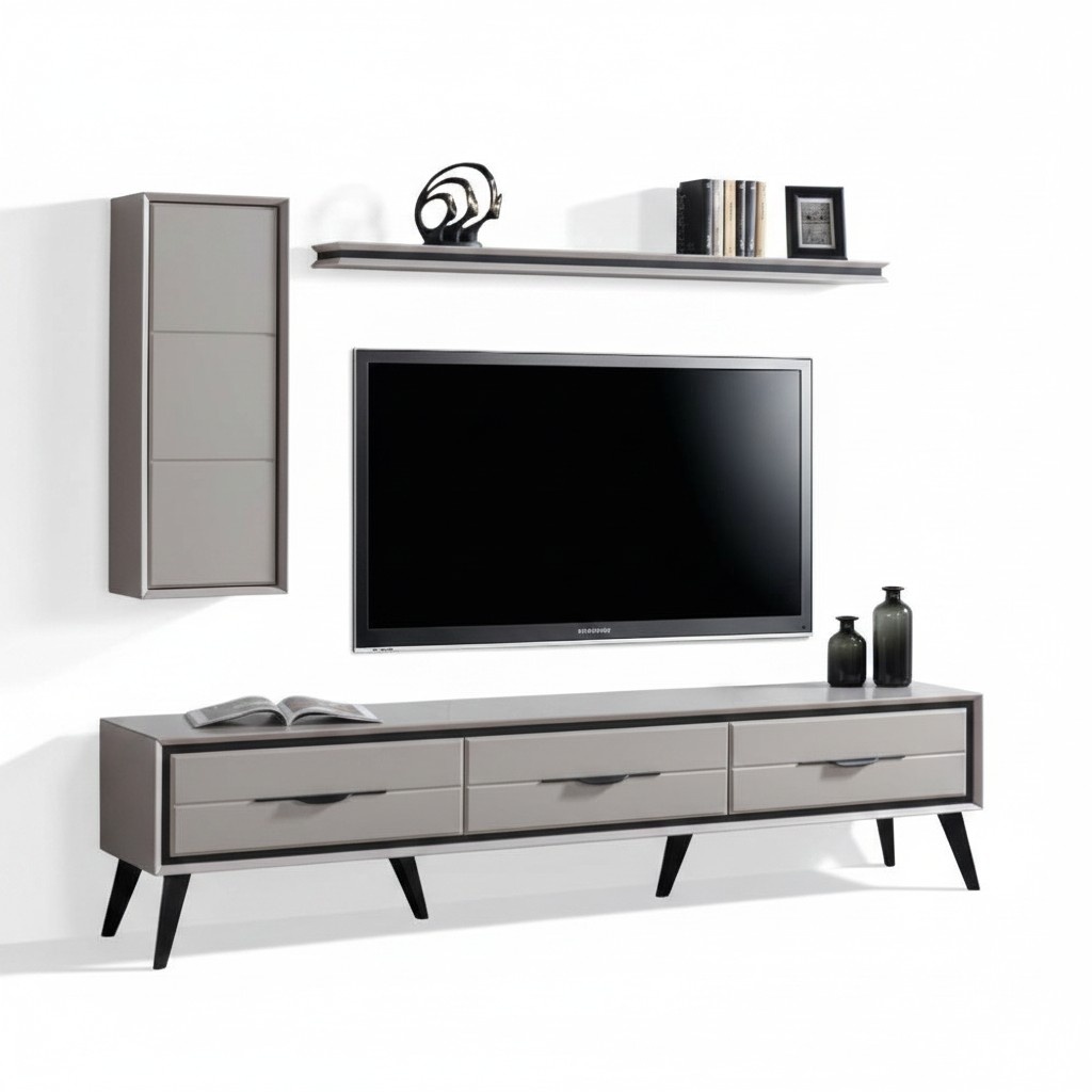 Stilvoller 3-türiger TV-Lowboard Moderner Wandschrank Designer Regal