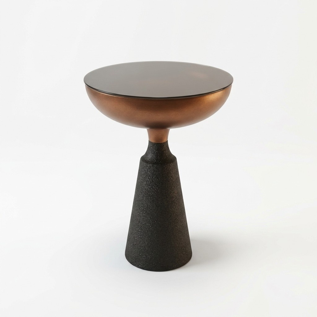 Stilvoller Runder Beistelltisch Designer Wohnzimmer Möbel mit Glasplatte