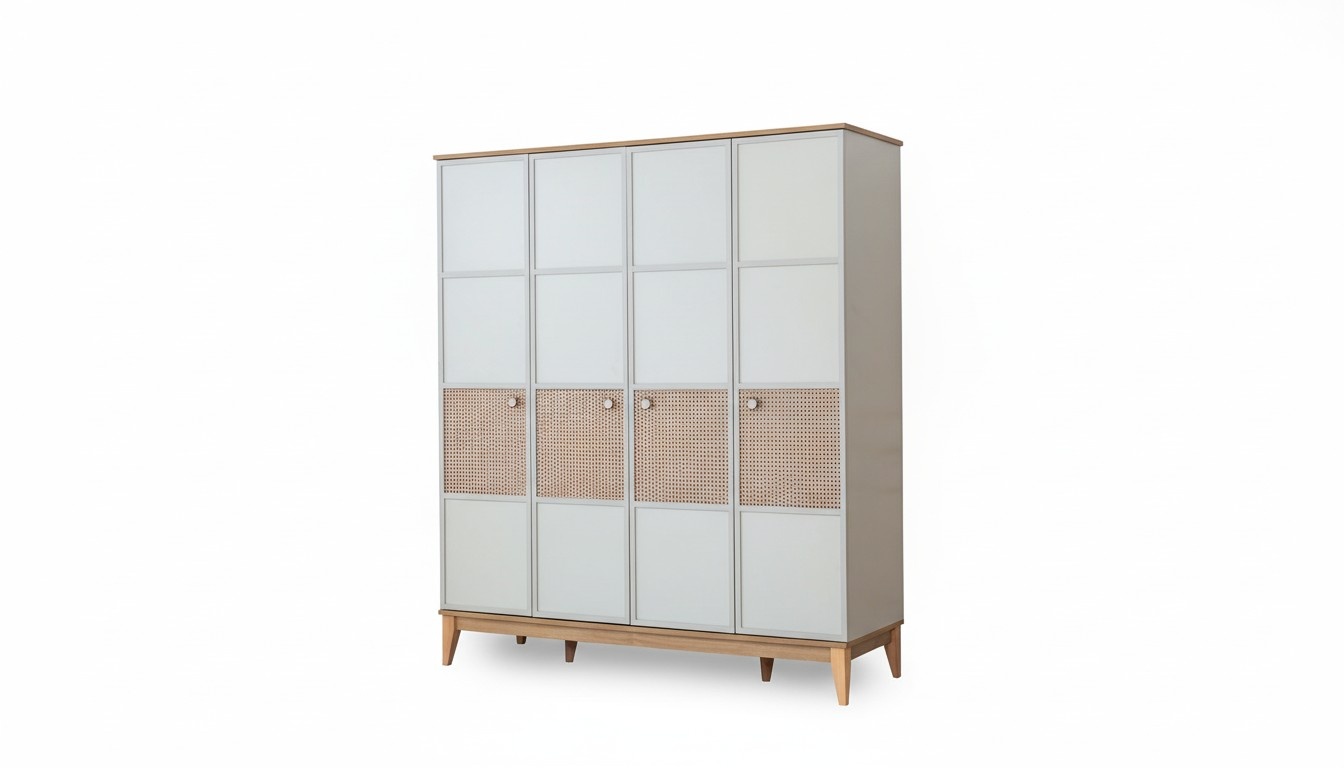 Stilvoller Viertüriger Kleiderschrank Moderne Holz Kinderzimmer Schränke