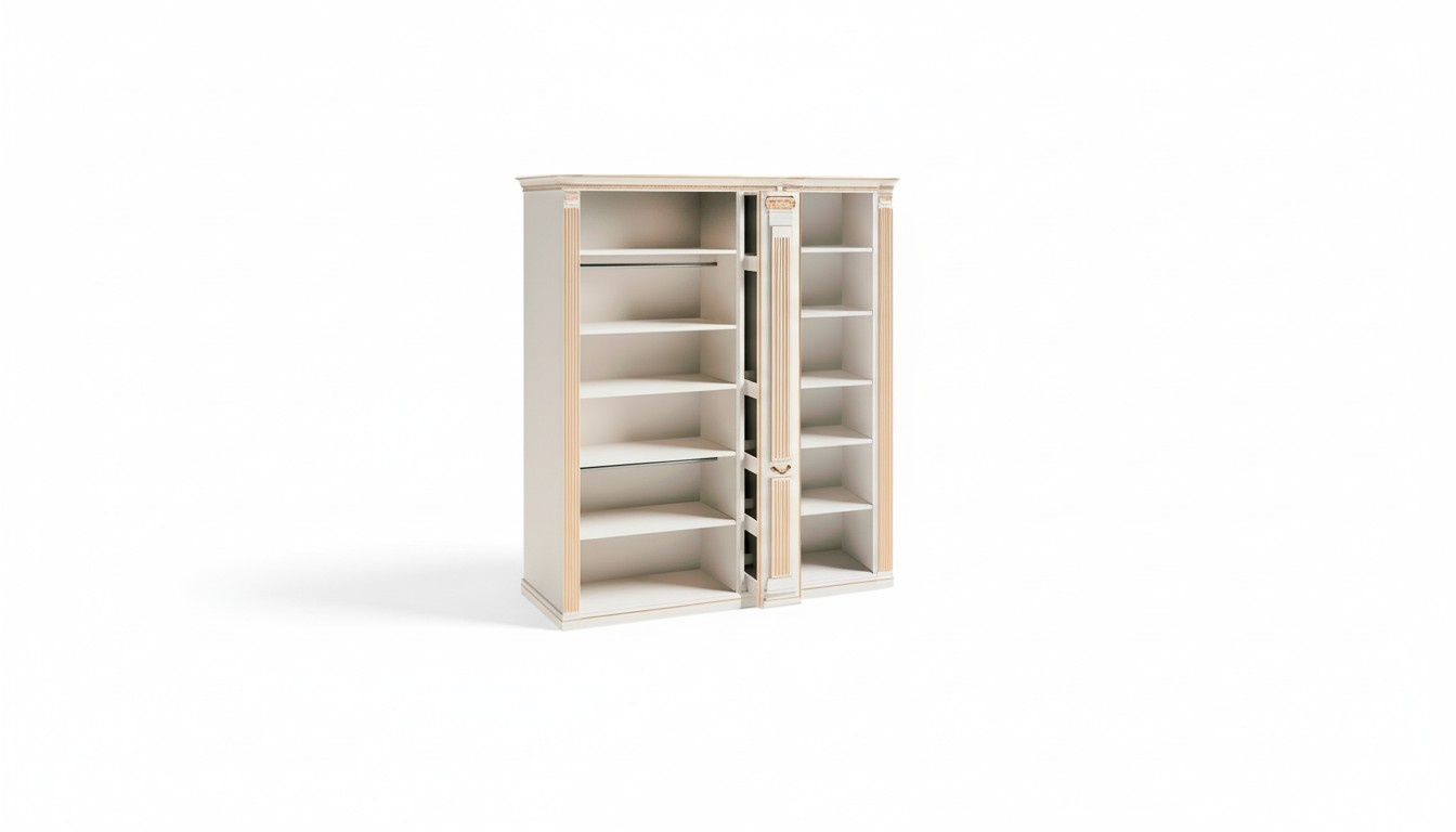 Stilvoller Weißer Kleiderschrank Deluxe Schlafzimmermöbel Holz Regale