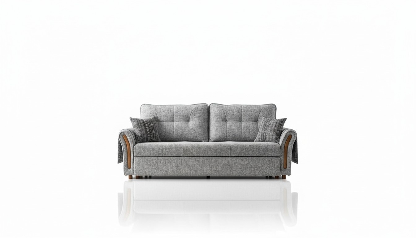Stilvolles 3-Sitzer Sofa mit Holzarmlehnen Modernes Design für Ihr Zuhause