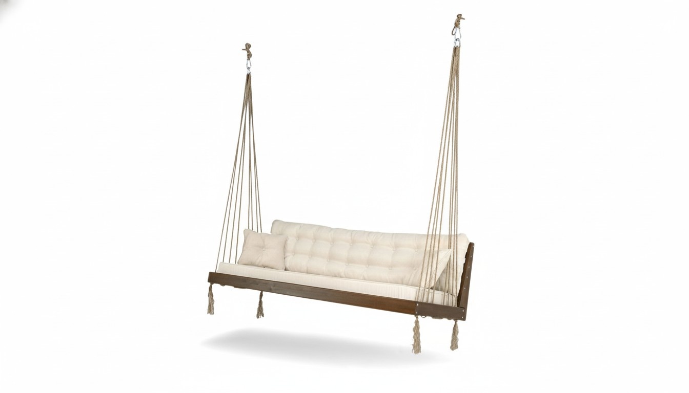 Stilvolles Hängesofa Designer Gartenmöbel Terrassen Holz Polstersofa