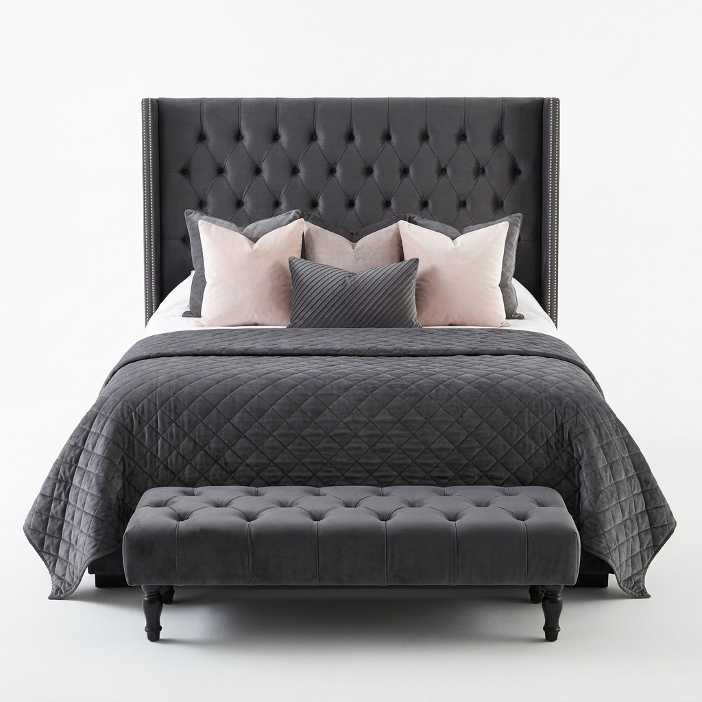 Stoff Bett Chesterfield Gepolsterte Textil Design Doppel Betten 140/160/180/200