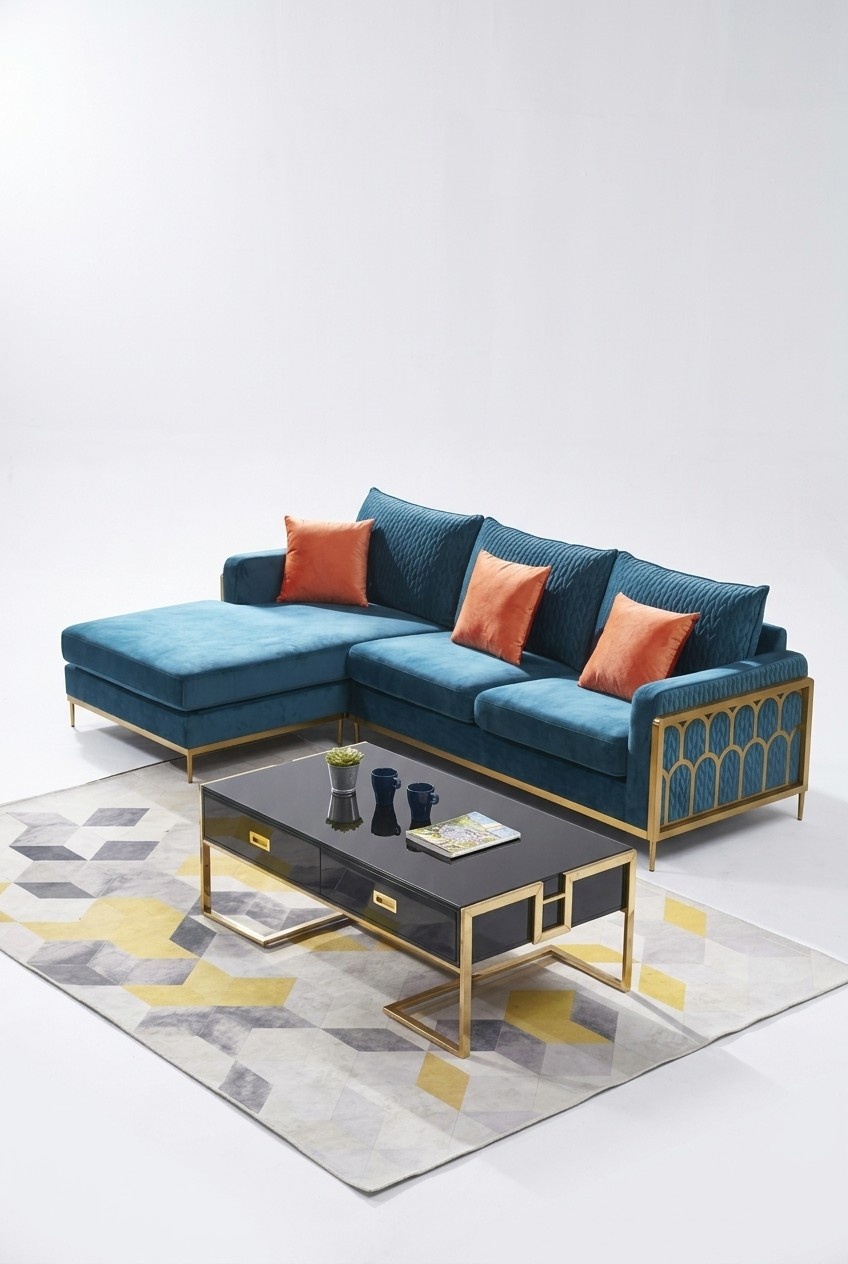 Stoff Modern Couch Wohnlandschaft Textilsofa Sofagarnitur Sofa L-Form Couchtisch !