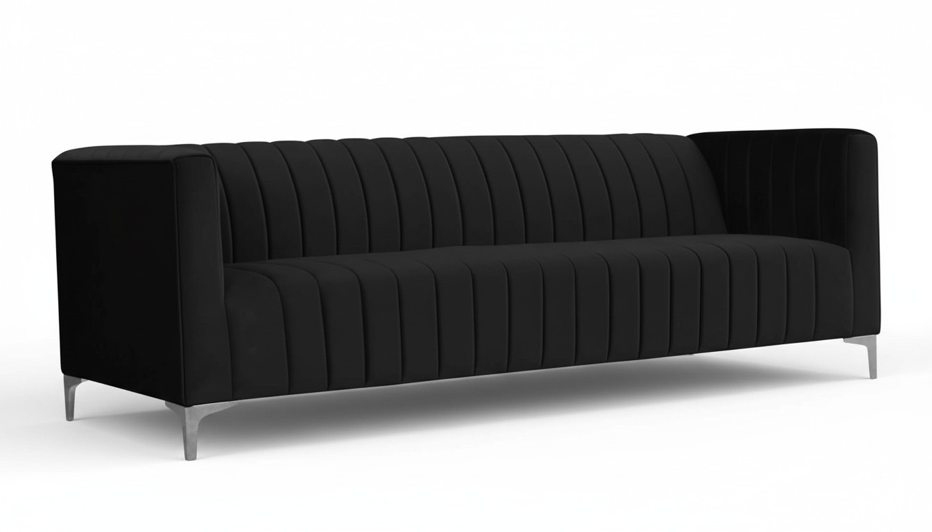 Stoff Wohnzimmer Design Couchen Polster Sofa Sofas Schwarze Dreisitzer Schwarz