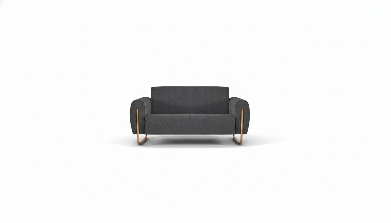 Stoffsofa Grau Einfarbig Arbeitszimmer 2-Sitzer Edelstahl Modern Design