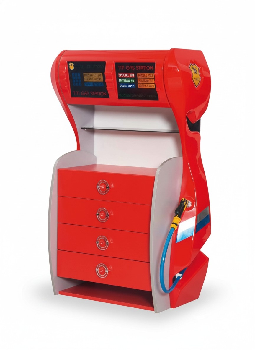 Tankstelle Kommode mit Schubladen Kinderzimmer Modern Möbel Regal Holz Zimmer