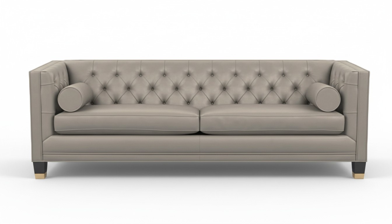 Taupe Dreisitzer Chesterfield Modern Design Couchen Leder Sofa Stoff Möbel Neu