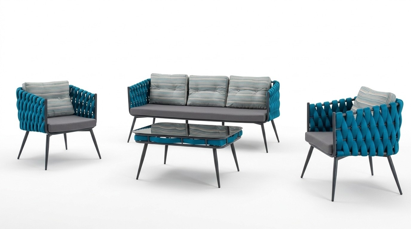 Terrassen Garnitur Luxus Sofagarnitur Dreisitzer Zweisitzer Couchtisch